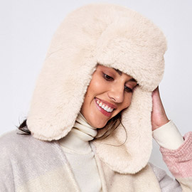 Solid Faux Fur Trapper Hat