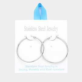 Stainless Steel 1.5 Inch Metal Hoop Pin Catch Earrings