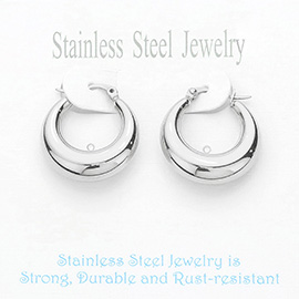 Stainless Steel 1 Inch Metal Hoop Pin Catch Earrings