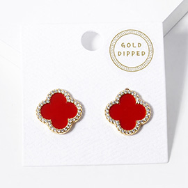 Gold Dipped Quatrefoil Stud Earrings