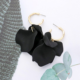 Metal Hoop Petal Link Dangle Earrings