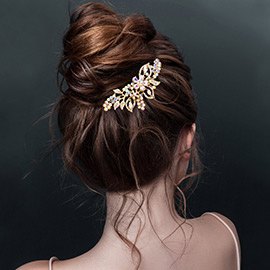 Multi Stone Flower Leaf Hair Comb