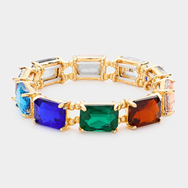 Emerald Cut Stone Stretch Evening Bracelet