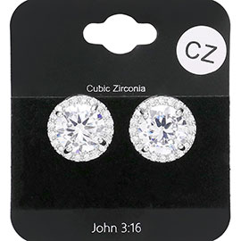 CZ Round Stud Evening Earrings