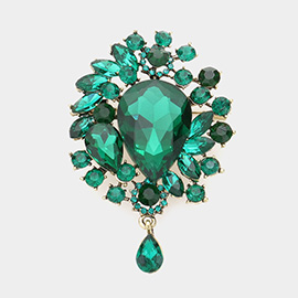 Teardrop Accented Multi Stone Cluster Pin Brooch