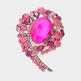 Oval Accented Bubble Stone Cluster Pin Brooch