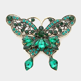 Multi Stone Embellished Butterfly Pin Brooch