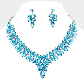 Marquise Stone Cluster Evening Necklace