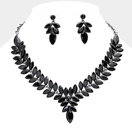 Marquise Stone Cluster Evening Necklace