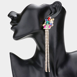 Multi Stone Cluster Dropped Rhinestone Dangle Evening Earrings