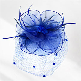 Feather Mesh Flower Fascinator / Headband