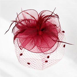 Feather Mesh Flower Fascinator / Headband