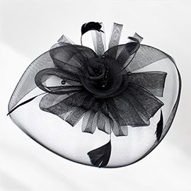 Pearl Feather Mesh Flower Fascinator / Headband