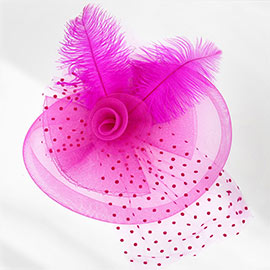 Feather Mesh Flower Fascinator / Headband