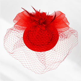 Feather Pearl Mesh Flower Fascinator / Headband