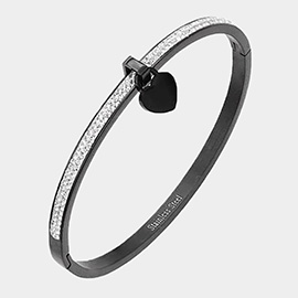 Heart Charm Stainless Steel Bangle Evening Bracelet