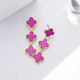 Triple Quatrefoil Link Dropdown Earrings