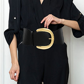 Oversized Buckle Elastic Belt