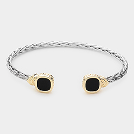 Stone Rectangle Tip Cuff Bracelet