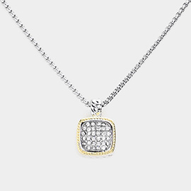 CZ Square Pendant Necklace