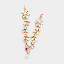 Marquise Round Strone Cluster Dropdown Evening Earrings