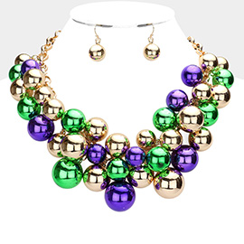 Mardi Gras Metal Ball Statement Necklace