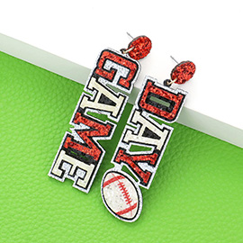 Game Day Message Football Bling Dangle Earrings