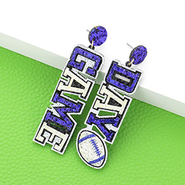 Game Day Message Football Bling Dangle Earrings