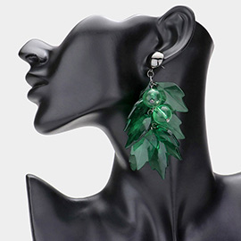 Resin Ball Leaf Drop Earrings