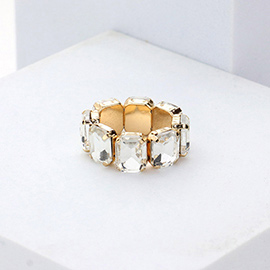 Emerald Cut Stone Cluster Stretch Ring