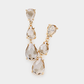 Teardrop Stone Link Dropdown Evening Earrings