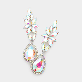 Marquise Teardrop Stone Cluster Evening Earrings