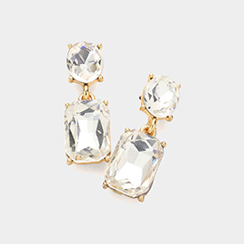 Square Stone Cluster Dangle Evening Earrings