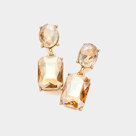 Square Stone Cluster Dangle Evening Earrings