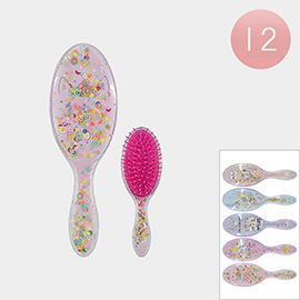 12PCS - Cat Printed Kids Hair Brushes