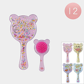 12PCS - Teddy Bear Shaped Kids Hair Brushes