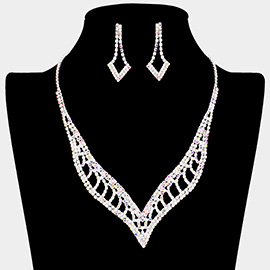 Rhinestone Paved V Shaped Necklace