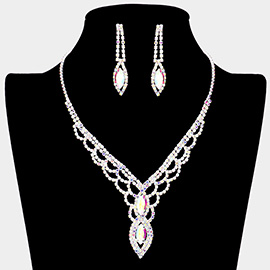 Marquise Stone Accented Rhinestone Necklace