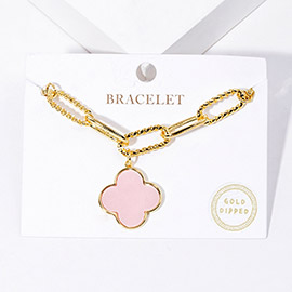 Gold Dipped Quatrefoil Charm Bracelet