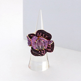 Rhinestone Embellished Flower Stretch Ring