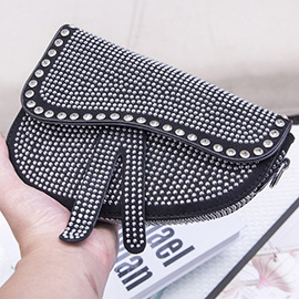 Studded Mini Saddle Crossbody Shoulder Bag