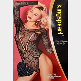 Lace Fishnet Sexy Cutout Long Sleeves Bodystocking