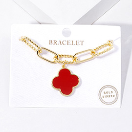 Gold Dipped Quatrefoil Charm Bracelet