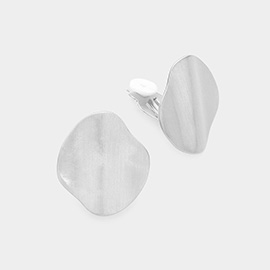 Brushed Wavy Metal Clip On Earrings