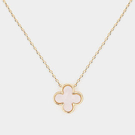 Mother Of Pearl Quatrefoil Pendant Necklace