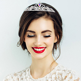 Teardrop Stone Pointed Rhinestone Princess Tiara