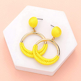 Thread Wrapped Open Circle Dangle Earrings