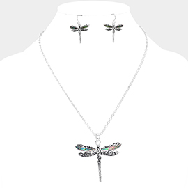 Abalone Dragonfly Pendant Necklace