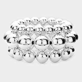 3PCS - Metal Ball Stretch Multi Layered Bracelets