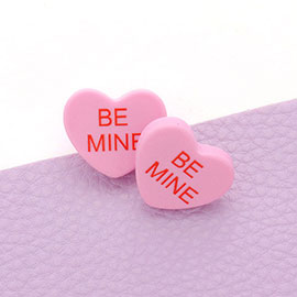 BE MINE Message Heart Stud Earrings